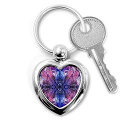 Magenta On Cobalt Key Chain (heart) by kaleidomarblingart