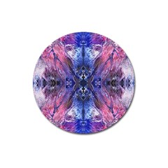 Magenta On Cobalt Magnet 3  (round) by kaleidomarblingart