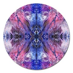 Magenta On Cobalt Magnet 5  (round) by kaleidomarblingart