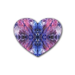 Magenta On Cobalt Rubber Coaster (heart) by kaleidomarblingart