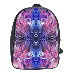 Magenta On Cobalt School Bag (large) by kaleidomarblingart