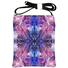 Magenta On Cobalt Shoulder Sling Bag by kaleidomarblingart