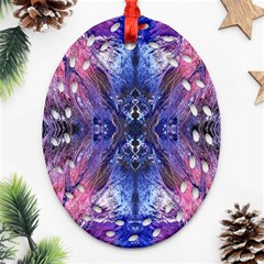 Magenta On Cobalt Ornament (oval Filigree) by kaleidomarblingart