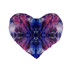 Magenta On Cobalt Standard 16  Premium Flano Heart Shape Cushions by kaleidomarblingart