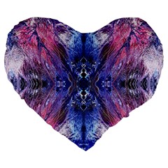 Magenta On Cobalt Large 19  Premium Flano Heart Shape Cushions by kaleidomarblingart