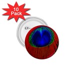 Red Peacock Plumage Fearher Bird Pattern 1.75  Buttons (10 pack) Front