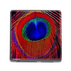 Red Peacock Plumage Fearher Bird Pattern Memory Card Reader (square 5 Slot) by Wegoenart