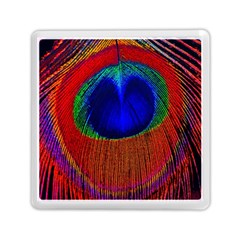 Red Peacock Plumage Fearher Bird Pattern Memory Card Reader (square) by Wegoenart