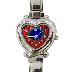 Red Peacock Plumage Fearher Bird Pattern Heart Italian Charm Watch by Wegoenart