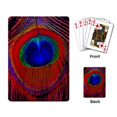 Red Peacock Plumage Fearher Bird Pattern Playing Cards Single Design (rectangle) by Wegoenart