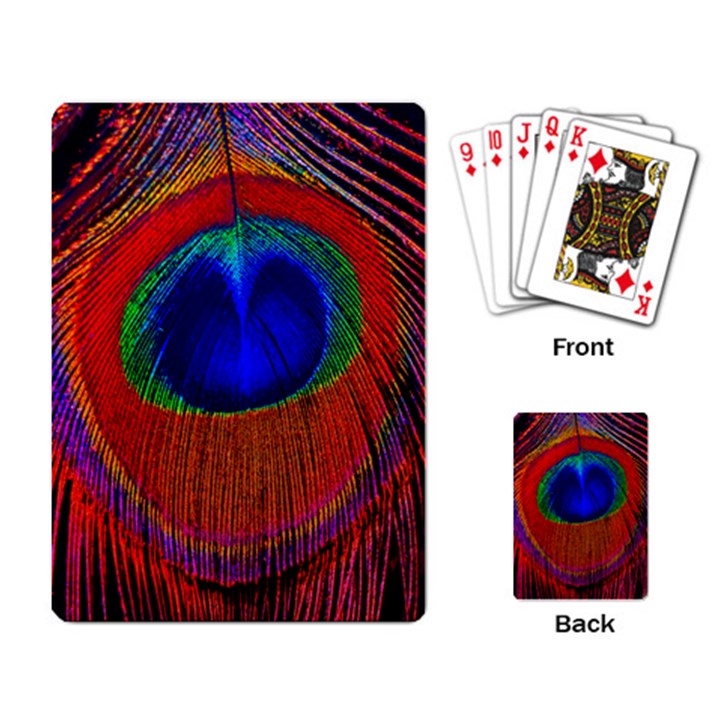 Red Peacock Plumage Fearher Bird Pattern Playing Cards Single Design (Rectangle)