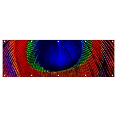 Red Peacock Plumage Fearher Bird Pattern Banner And Sign 12  X 4  by Wegoenart