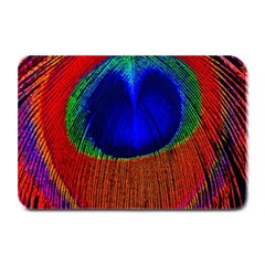 Red Peacock Plumage Fearher Bird Pattern Plate Mats by Wegoenart