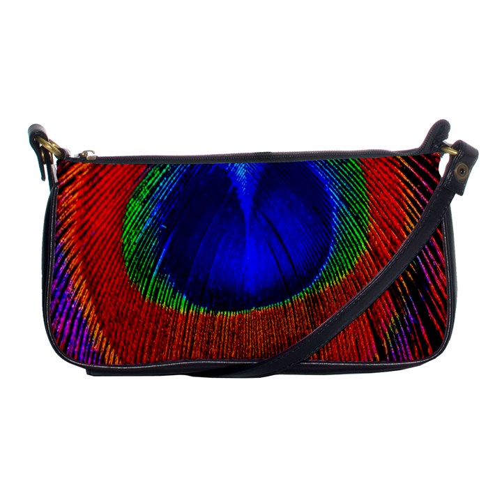 Red Peacock Plumage Fearher Bird Pattern Shoulder Clutch Bag