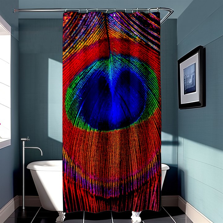 Red Peacock Plumage Fearher Bird Pattern Shower Curtain 36  x 72  (Stall) 