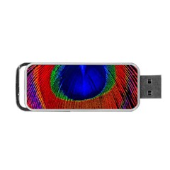 Red Peacock Plumage Fearher Bird Pattern Portable Usb Flash (one Side) by Wegoenart