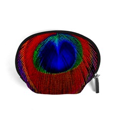 Red Peacock Plumage Fearher Bird Pattern Accessory Pouch (small) by Wegoenart