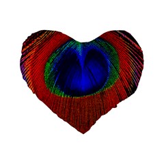 Red Peacock Plumage Fearher Bird Pattern Standard 16  Premium Heart Shape Cushions by Wegoenart