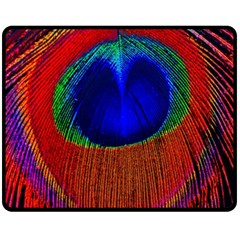 Red Peacock Plumage Fearher Bird Pattern Double Sided Fleece Blanket (medium)  by Wegoenart