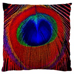 Red Peacock Plumage Fearher Bird Pattern Standard Flano Cushion Case (two Sides) by Wegoenart