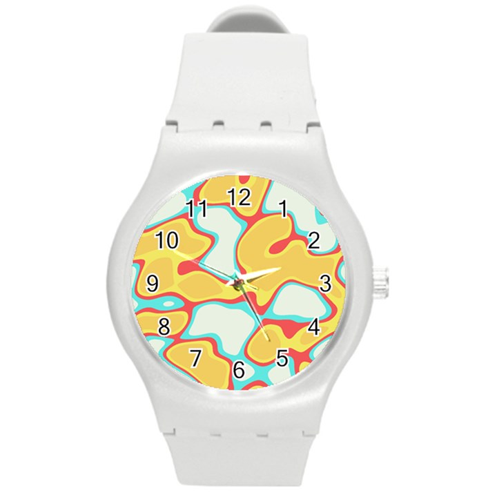 Retro art urban grunge pattern Round Plastic Sport Watch (M)