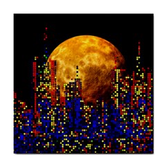 Skyline Frankfurt Abstract Moon Tile Coaster