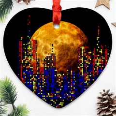 Skyline Frankfurt Abstract Moon Ornament (heart) by Jancukart