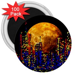 Skyline Frankfurt Abstract Moon 3  Magnets (100 Pack) by Jancukart