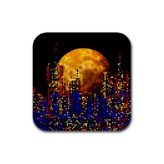 Skyline Frankfurt Abstract Moon Rubber Coaster (square)