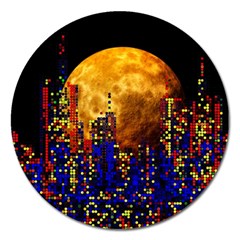 Skyline Frankfurt Abstract Moon Magnet 5  (round)