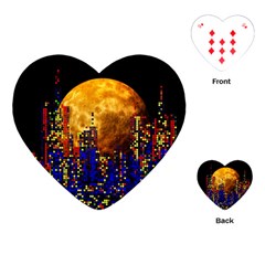 Skyline Frankfurt Abstract Moon Playing Cards Single Design (heart)