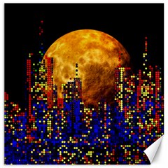 Skyline Frankfurt Abstract Moon Canvas 16  X 16  by Jancukart