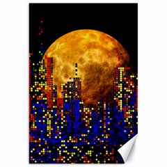 Skyline Frankfurt Abstract Moon Canvas 20  X 30  by Jancukart