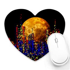 Skyline Frankfurt Abstract Moon Heart Mousepads by Jancukart