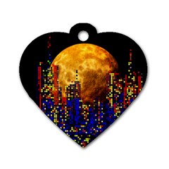 Skyline Frankfurt Abstract Moon Dog Tag Heart (one Side)