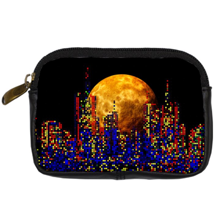 Skyline frankfurt abstract moon Digital Camera Leather Case