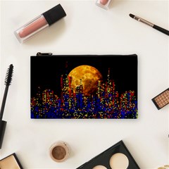 Skyline Frankfurt Abstract Moon Cosmetic Bag (small) by Jancukart