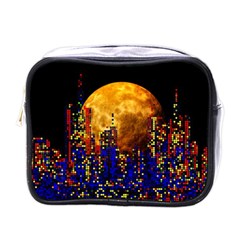 Skyline Frankfurt Abstract Moon Mini Toiletries Bag (one Side) by Jancukart