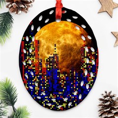 Skyline Frankfurt Abstract Moon Ornament (oval Filigree) by Jancukart