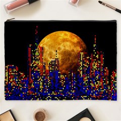 Skyline Frankfurt Abstract Moon Cosmetic Bag (xxxl) by Jancukart