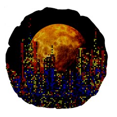 Skyline Frankfurt Abstract Moon Large 18  Premium Flano Round Cushions by Jancukart