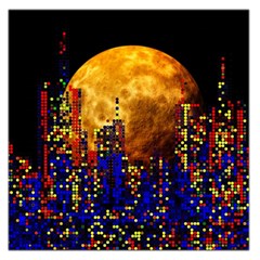 Skyline Frankfurt Abstract Moon Square Satin Scarf (36  X 36 ) by Jancukart