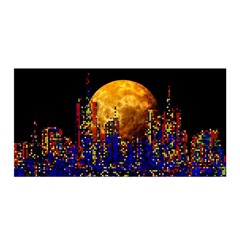 Skyline Frankfurt Abstract Moon Satin Wrap 35  X 70  by Jancukart