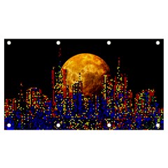 Skyline Frankfurt Abstract Moon Banner And Sign 7  X 4  by Jancukart