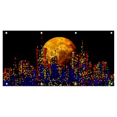 Skyline Frankfurt Abstract Moon Banner And Sign 8  X 4  by Jancukart