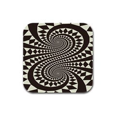 Retro-form-shape-abstract Rubber Square Coaster (4 Pack)