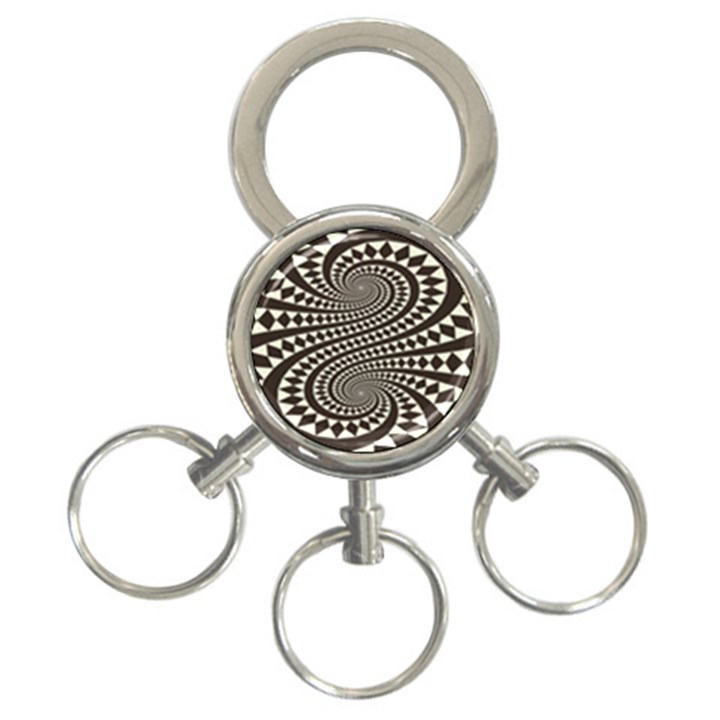 Retro-form-shape-abstract 3-Ring Key Chain