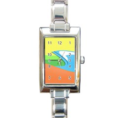 Waves-beach-sun-sea-water-sky Rectangle Italian Charm Watch