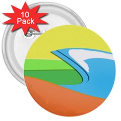 Waves-beach-sun-sea-water-sky 3  Buttons (10 Pack)  by Jancukart