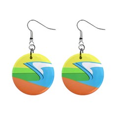 Waves-beach-sun-sea-water-sky Mini Button Earrings